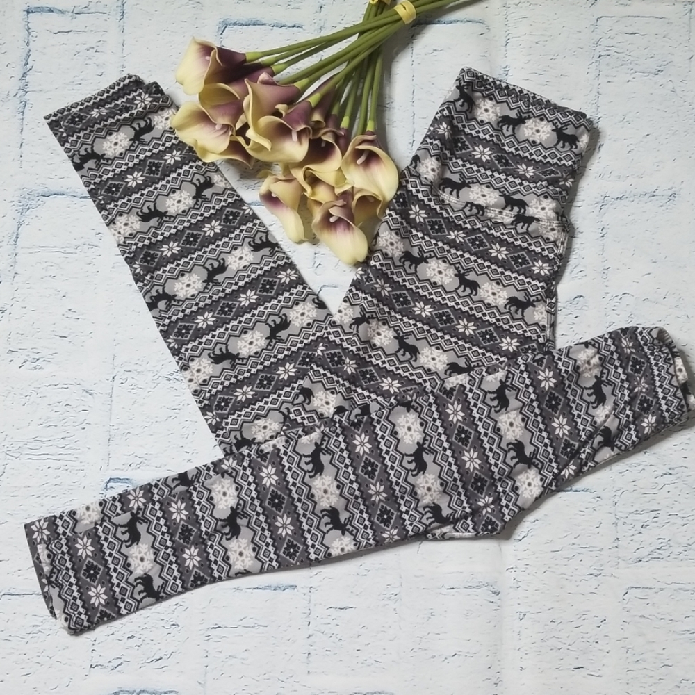 Hello Pink Moose Print Mommy and Me Leggings